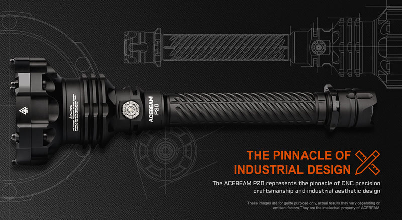 Acebeam P20 Ultra-Throw Flashlight | 1280 meter Long-Range Beam   with pinnacle of industrial design.
