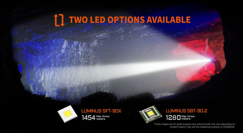 Acebeam P20 Ultra-Throw Flashlight | 1280 meter Long-Range Beam with Luminus SBT 90.2 led.