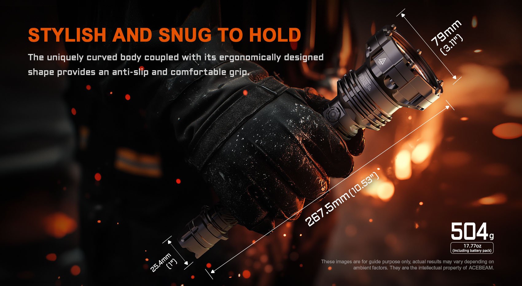 Acebeam P20 Ultra-Throw Flashlight with 1280 meter Long-Range Beam with stylish and snug to hold.