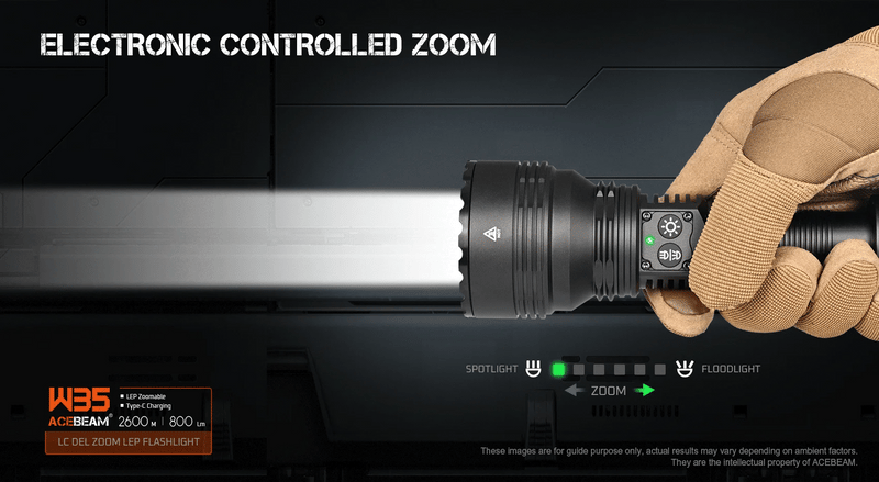 W35 LC DEL Zoom LEP Flashlight with electronic controlled zoom.