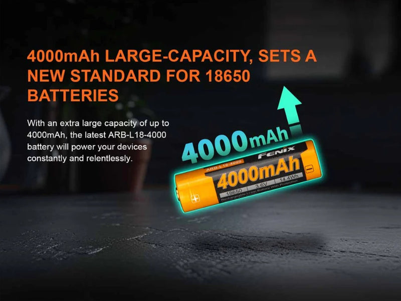 Fenix ARB-L18-4000 Rechargeable Battery sets a new standard for 18650 batteries.