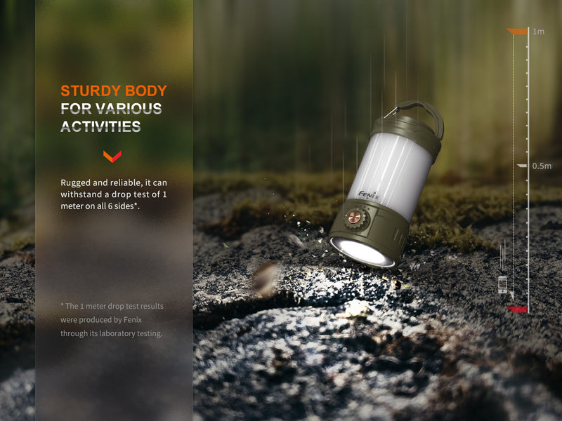 Fenix CL26R Pro Multifunctional Portable Camping Lantern with sturdy body for various activities.