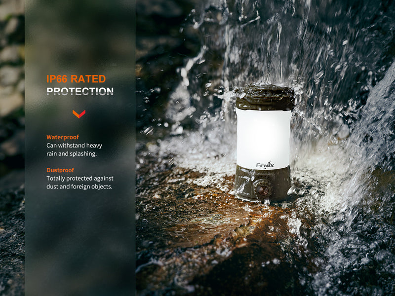 Fenix CL26R Pro Multifunctional Portable Camping Lantern with IP66 rated protection.