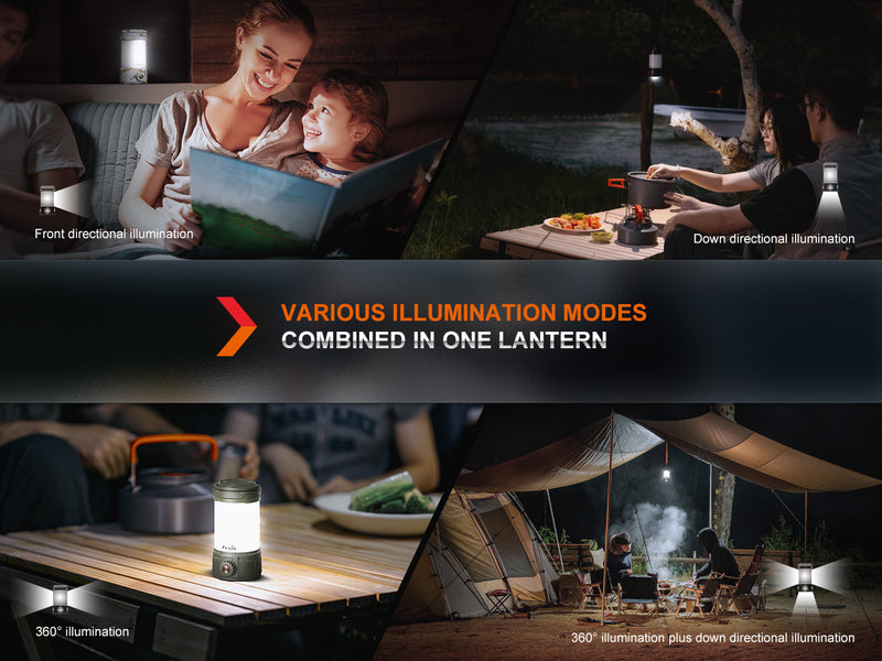 Fenix CL26R Pro Multifunctional Portable Camping Lantern with various illumination modes combined in one lantern.