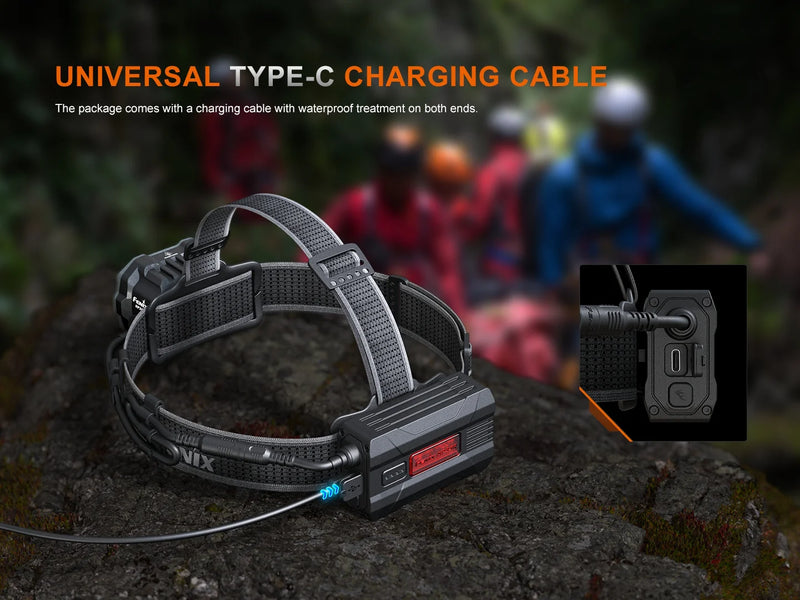 Fenix HP35R Rechargeable Headlamp – 4000 Lumen Spotlight & Floodlight with universal types -C charging cable.
