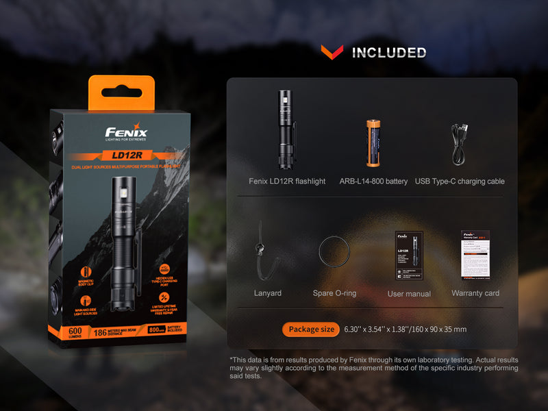 Fenix ld12R Dual Light Sources Multipurpose Portable Flashlight  with accessories included.