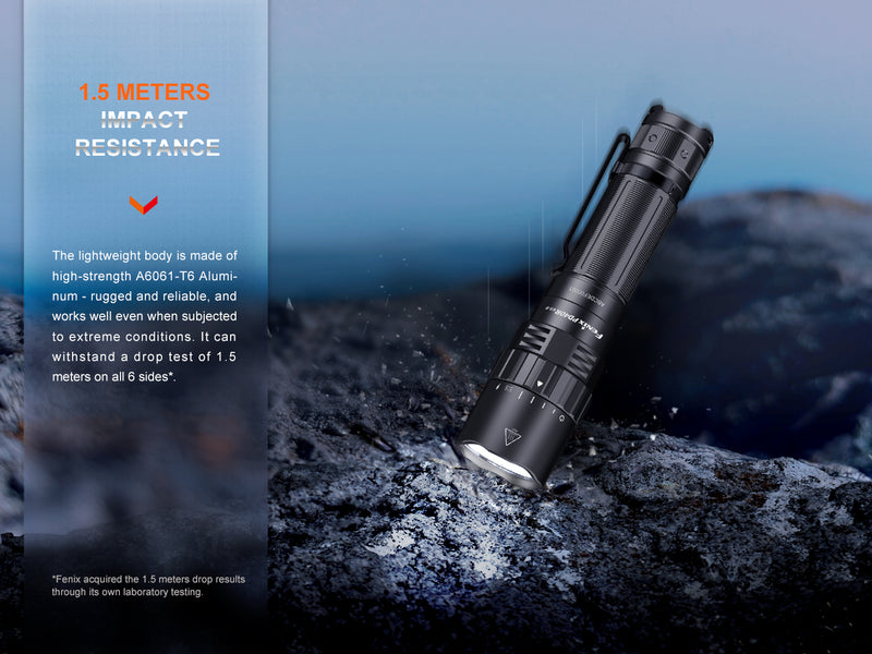 Copy of Fenix PD40R V3.0 Mechanical Rotary Switching LED Flashlight with 3000 lumens with 1.5 meters impact resistance.