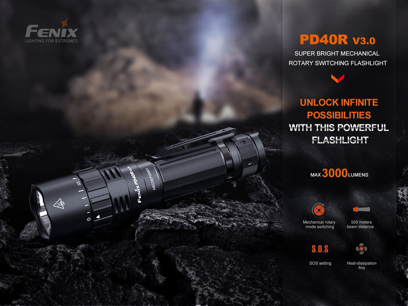 Copy of Fenix PD40R V3.0 Mechanical Rotary Switching LED Flashlight with 3000 lumens with unlock infinite possibilities with this powerful flashlight