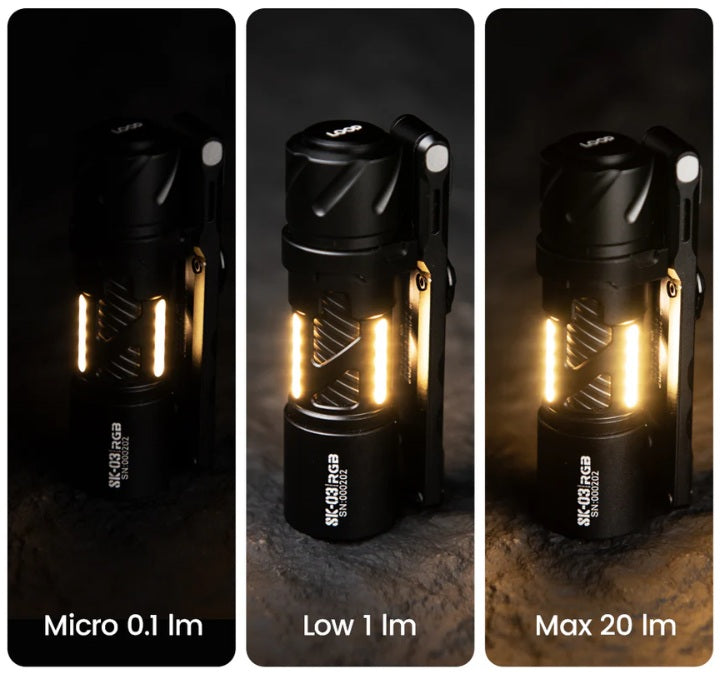 LOOP GEAR SK03 RGB EDC Flashlight with RGB side light.