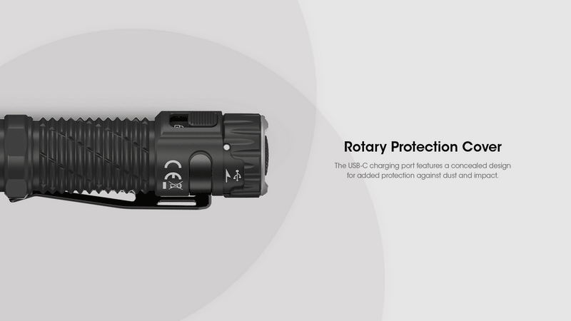 Nitecore EDC33 Tactical EDC Flashlight with rotary protection cover.