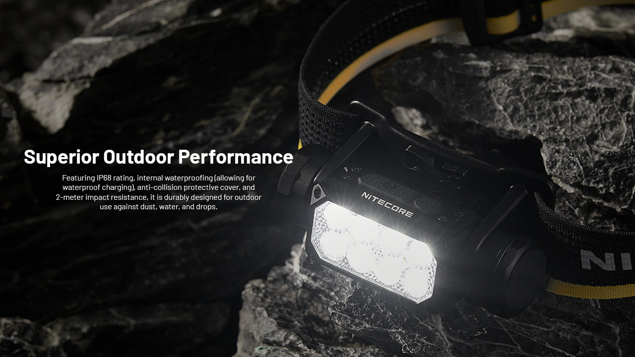 Nitecore HC65 UHE Ultra High Triple Output Metal Headlamp with superior outdoor performance.