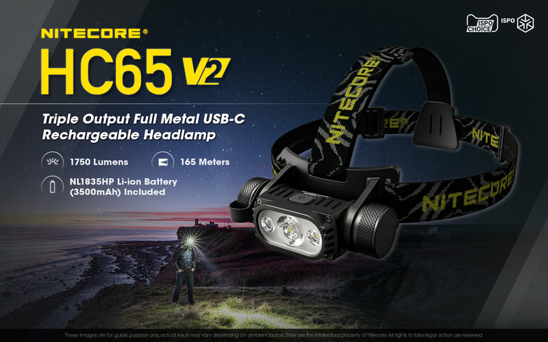 Nitecore HC65 V2 Triple Output Full Metal USB C Rechargeable Headlamp