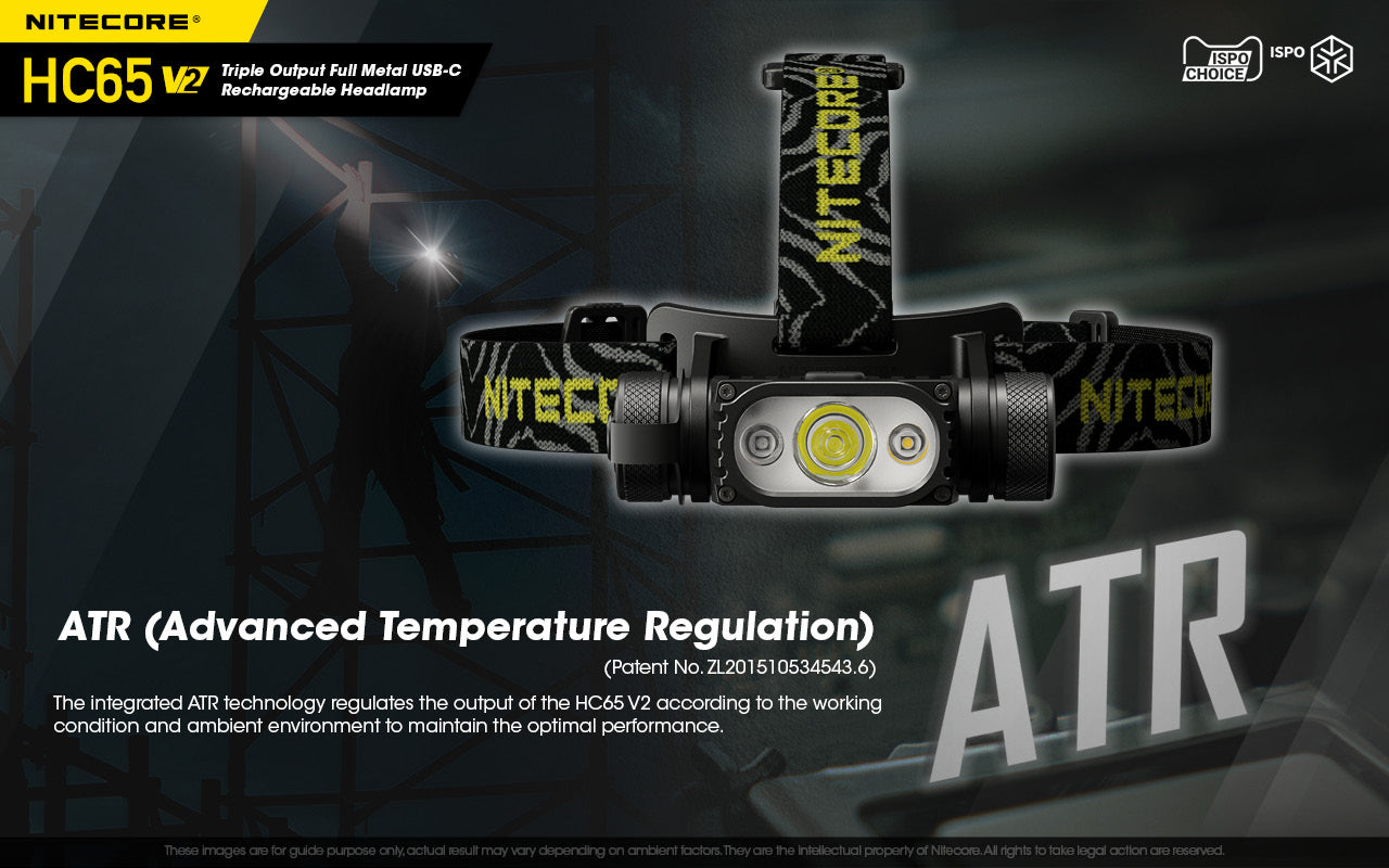 Nitecore HC65 V2 Triple Output Full Metal USB C Rechargeable Headlamp with advanced temperature regulation.