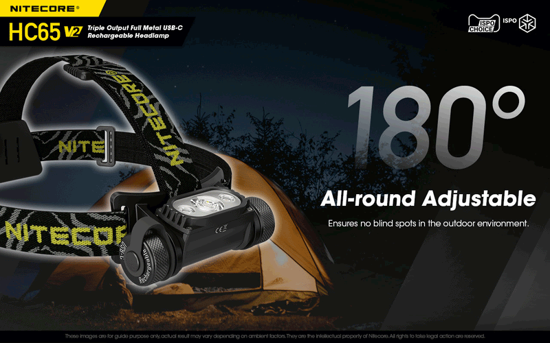 Nitecore HC65 V2 Triple Output Full Metal USB C Rechargeable Headlamp with 180 degrees turn all round adjustable.