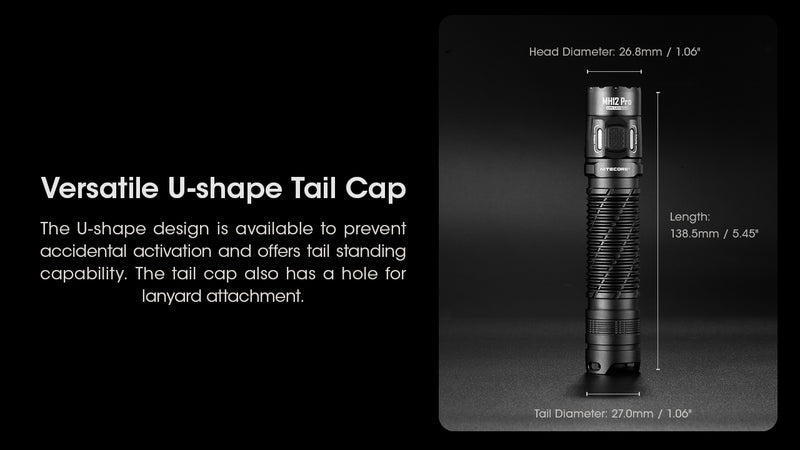 NITECORE MH12 Pro Ultra Long Range Flashlight with versatile U shaped Tail Cap..