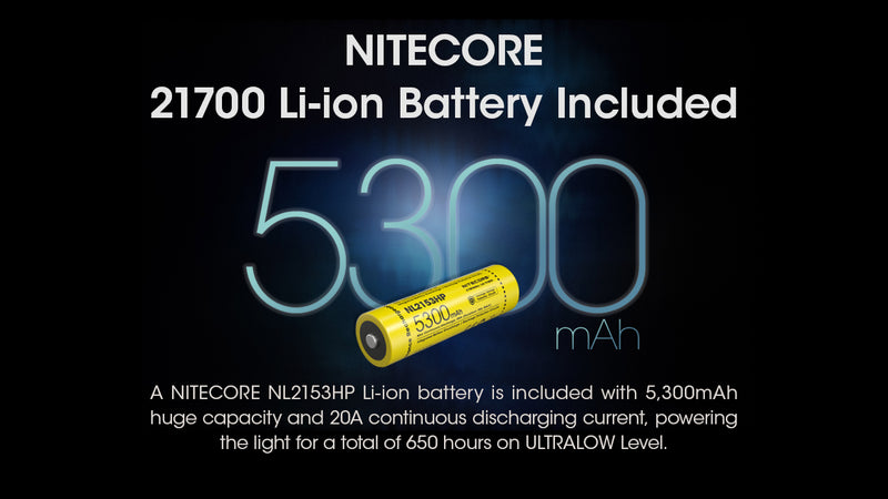 Nitecore Mh25 Pro Ultra Long Range USB C Rechargeable Flashlight with Nitecore 21700 Li-ion Battery  5300 mAh included.