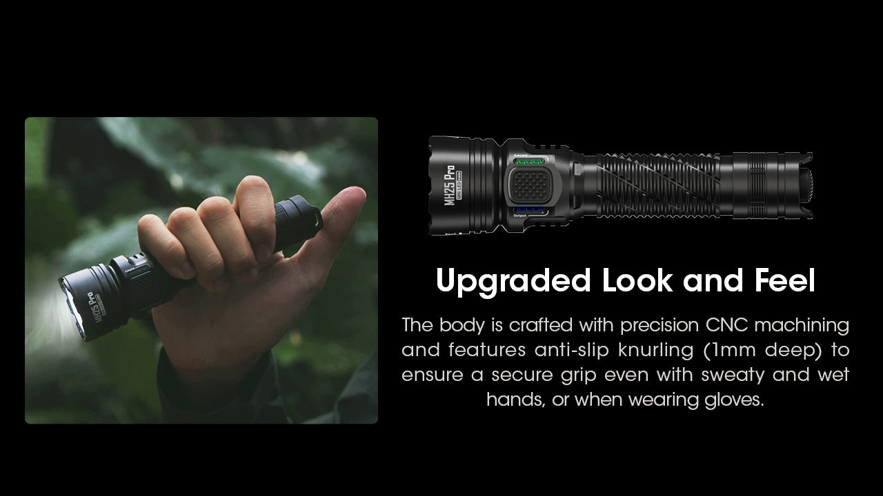 Nitecore Mh25 Pro Ultra Long Range USB C Rechargeable Flashlight with upgraded look and feel.