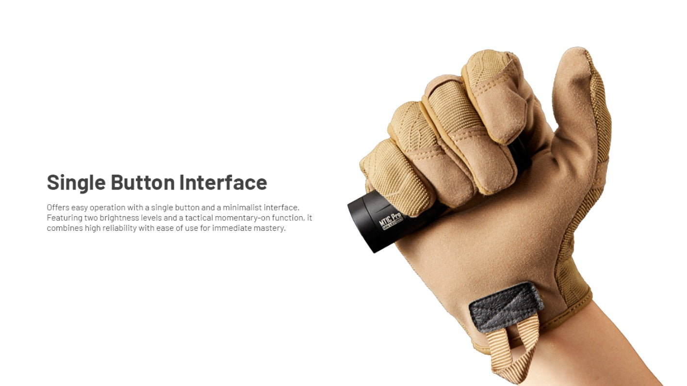 Nitecore MT1C Pro High Output Compact Tactical Flashlight with sing; button interface.