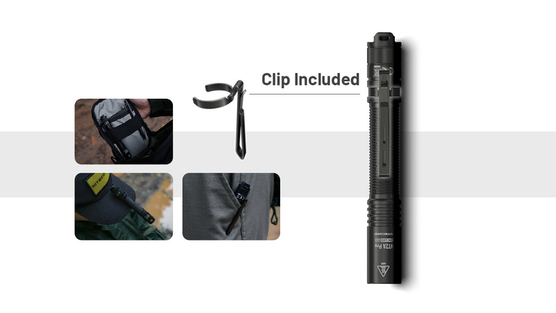 Nitecore MT2A Pro Rechargeable AA Flashlight with clip included.