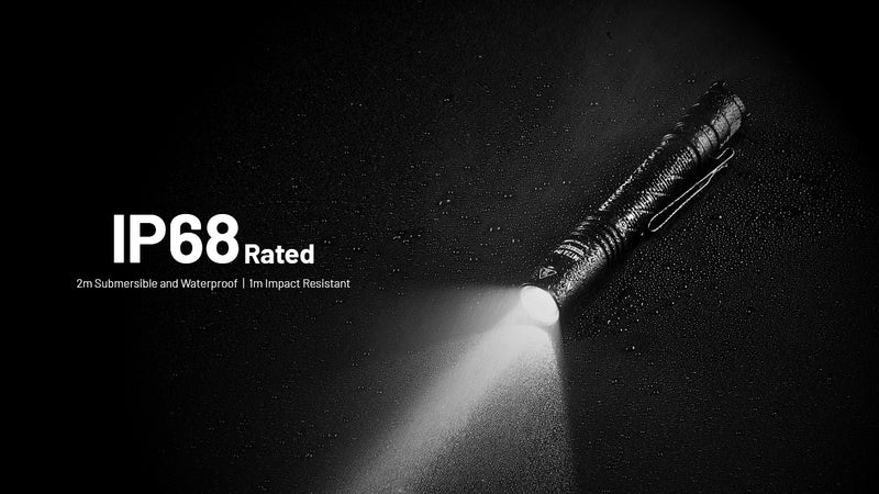 Nitecore MT2A Pro Rechargeable AA Flashlight with IP68 Rated.