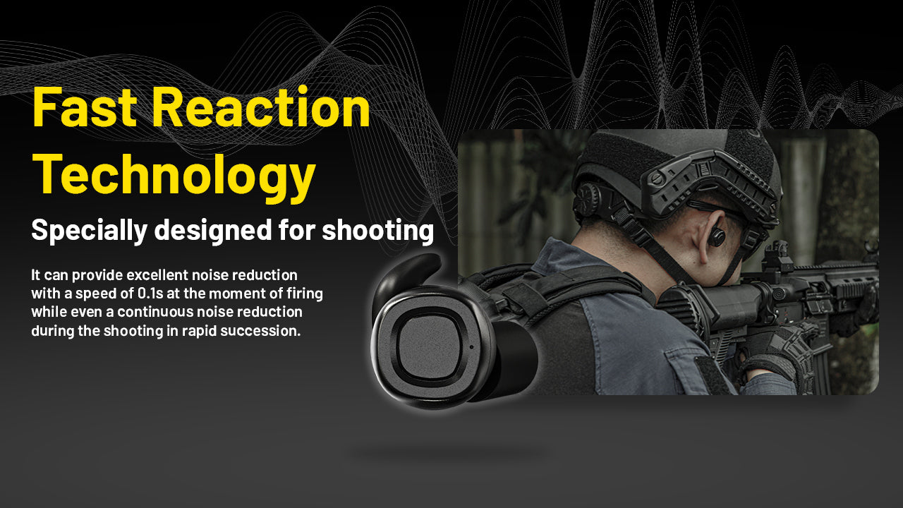 Nitecore Ne20 Bluetooth Electronic Hearing Protection Earbuds for fast reaction technology.