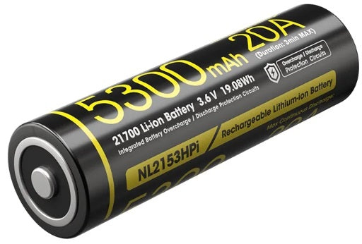 Nitecore NL2153HPi Rechargeable 21700 i Series lithium battery with 5300 mAh