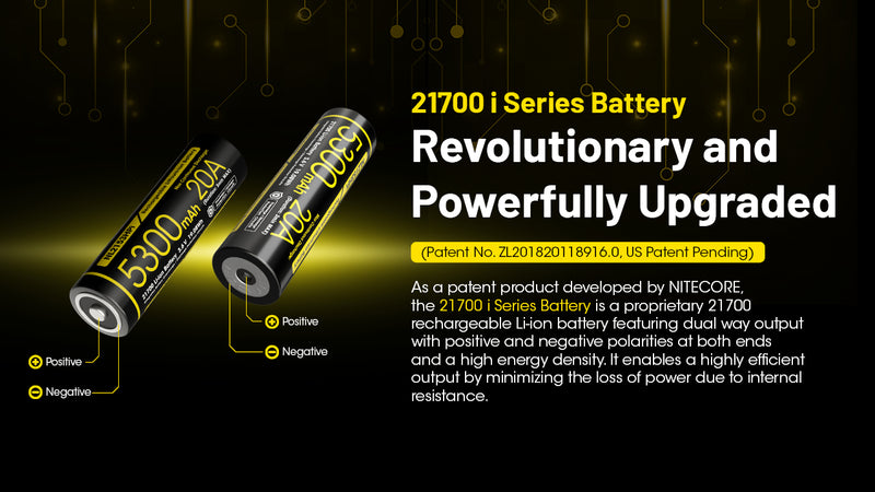 Nitecore NL2153HPi Rechargeable 21700 i Series lithium battery with 5300 mAh  with revolutionary and powerfully upgraded.