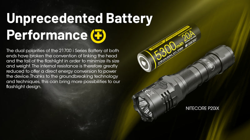 Nitecore NL2153HPi Rechargeable 21700 i Series lithium battery with 5300 mAh  with unprecedented battery performance.