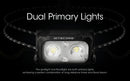 Nitecore NU25 UL Ultra Lightweight Dual Beam USB C Rechargeable Headlamp with dual primary lights.