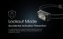 Nitecore NU25 UL Ultra Lightweight Dual Beam USB C Rechargeable Headlamp with lockout mode and accidental activation prevention.