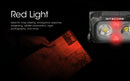 Nitecore NU25 UL Ultra Lightweight Dual Beam USB C Rechargeable Headlamp with red light.