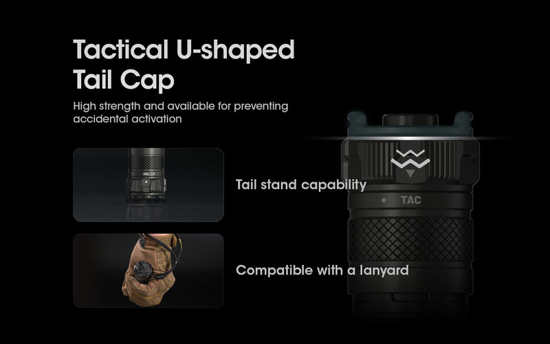Nitecore SRT7i 3000 lumens Smart Ring Tactical Flashlight with tactical u shaped tail cap