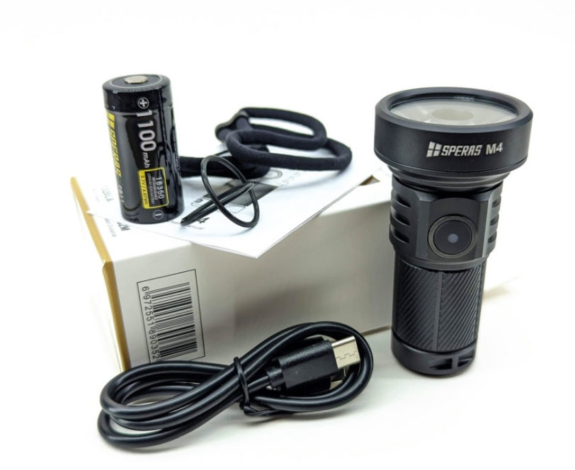 SPERAS M4 Compact Type-C Rechargeable EDC Flashlight 2000lumens 700 meters with accessories