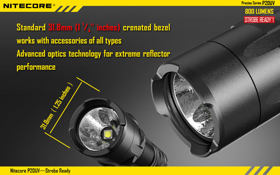 Nitecore P20UV CREE XM-L2 LED Flashlight - 800 Lumens  Runs on 2 x CR123A or 1 x 18650 Battery