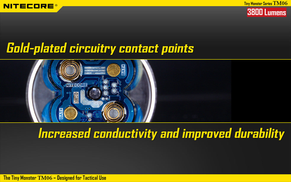 Nitecore TM06 Tactical LED Flashlight with 4 x Nitecore NL1823 2300 mAh 18650 lithium batteries