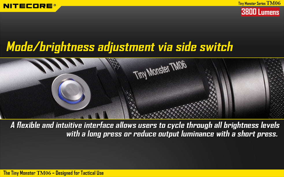 Nitecore TM06 Tactical LED Flashlight with 4 x Nitecore NL1823 2300 mAh 18650 lithium batteries