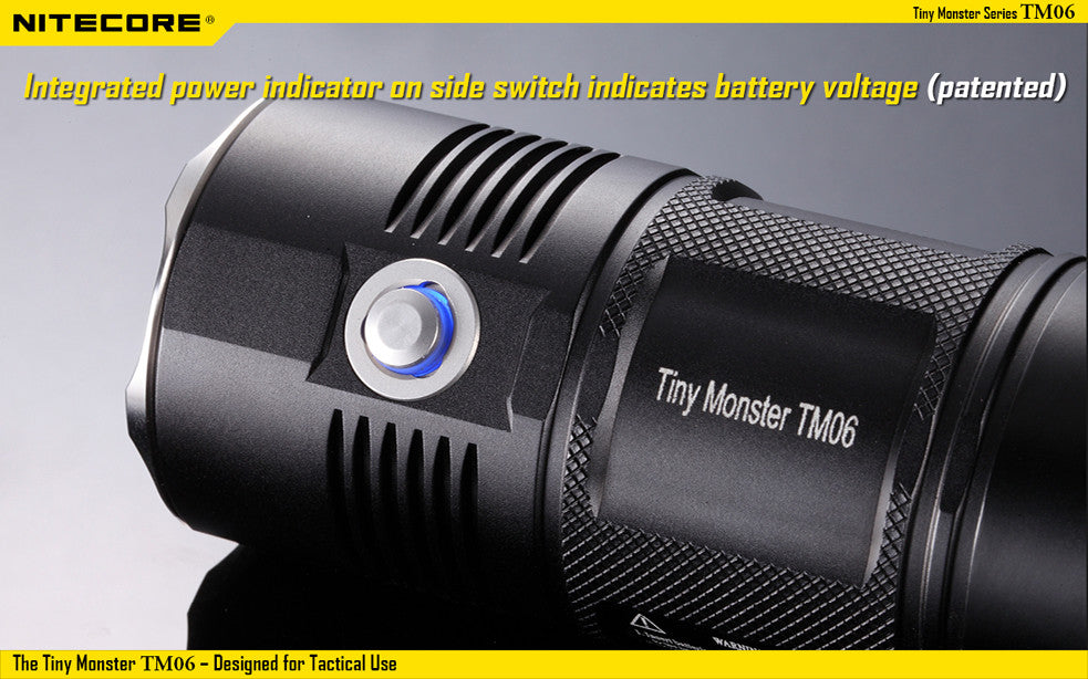 Nitecore TM06 Tactical LED Flashlight with 4 x Nitecore NL1823 2300 mAh 18650 lithium batteries