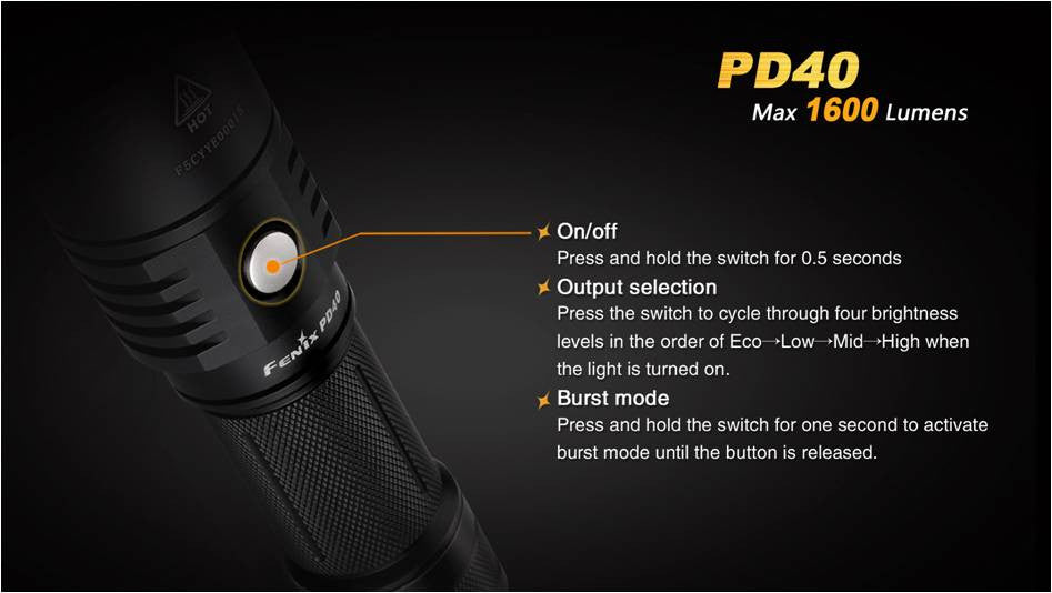 fenix 26650 flashlight Fenix PD40 LED Flashlight