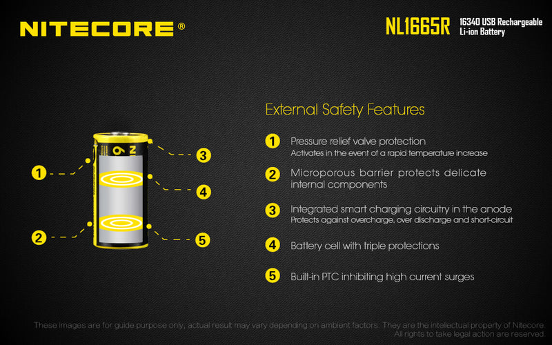 Nitecore NL1665R 16340 USB Li-ion Battery