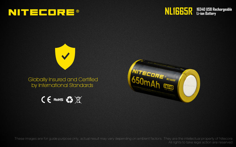 Nitecore NL1665R 16340 USB Li-ion Battery