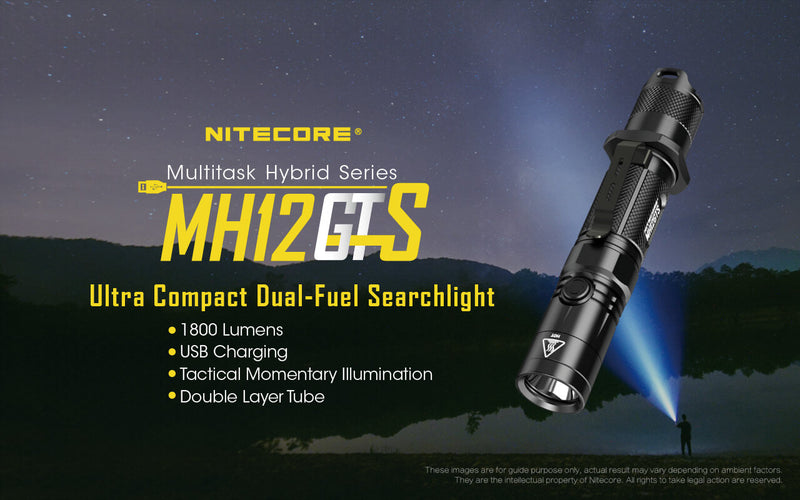 Nitecore MH12GTS USB 1800 lumens Ultra Compact Dual Fuel Serach light