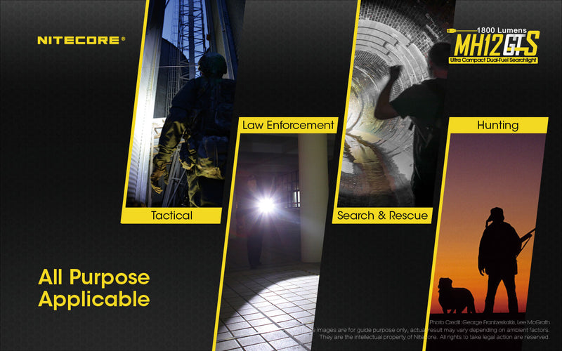 Nitecore MH12GTS is all appliable for tactical, law enforcement, search and rescue and hunting.