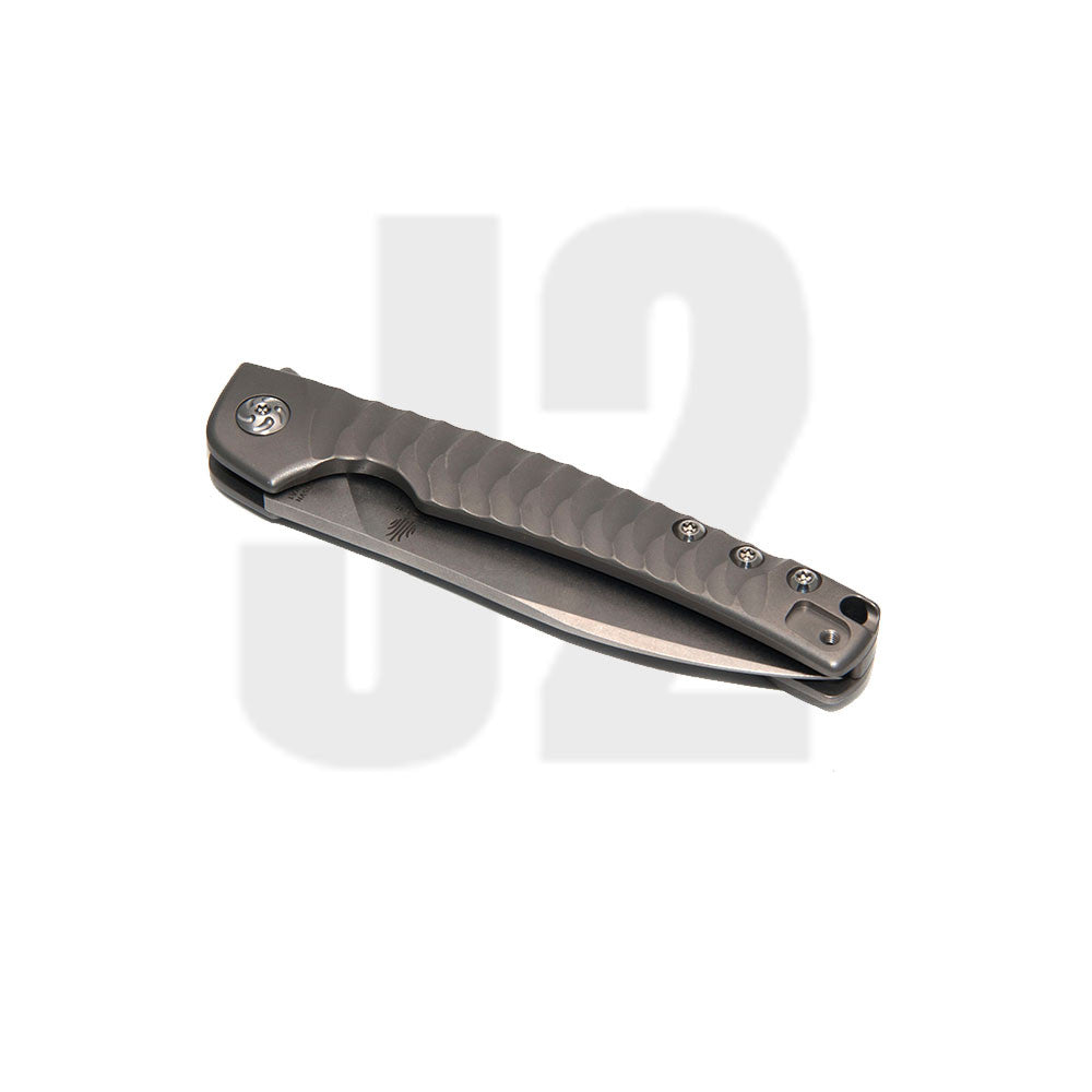 Kizer Cutlery Splinter Framelock Knife Titanium Handles Plain Edge Ki3