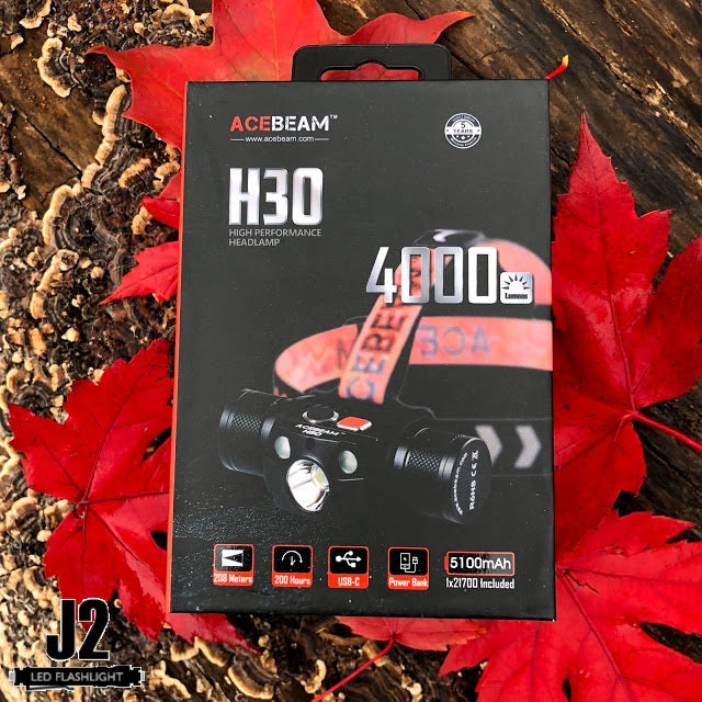 Acebeam Headlight H30 R & G Rechargeable Headlamp - CREE XHP70.2 LED - 4000 Lumens - Uses 1 x 21700 (included) 6500 K or 5000K Duplicate