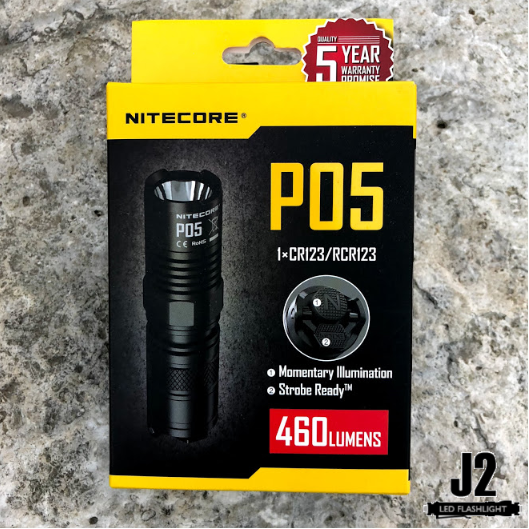Nitecore P05 460 Lumen Compact LED Self-Defense Flashlight with instant strobe access.