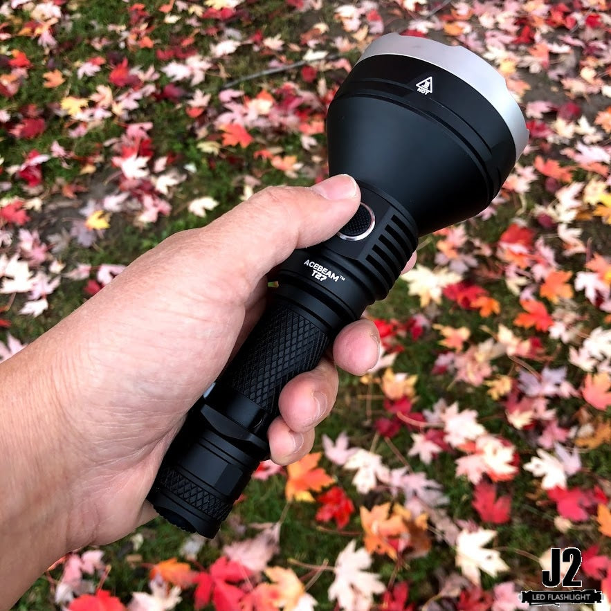 Acebeam T27 ultra long range LED flashlight with a beam that reaches over 3800 Feet
