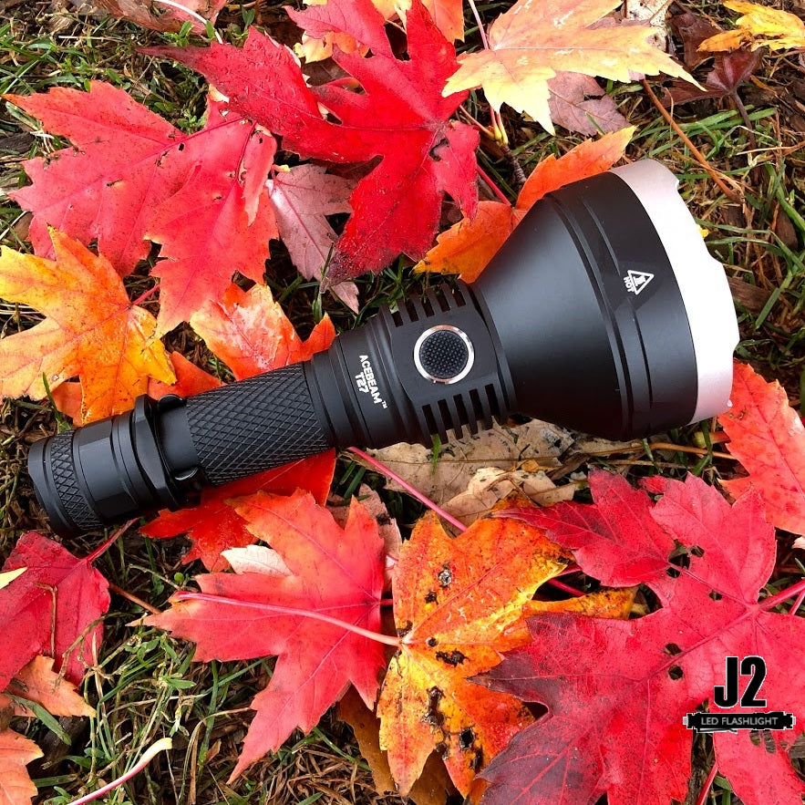 Acebeam T27 ultra long range LED flashlight with a beam that reaches over 3800 Feet