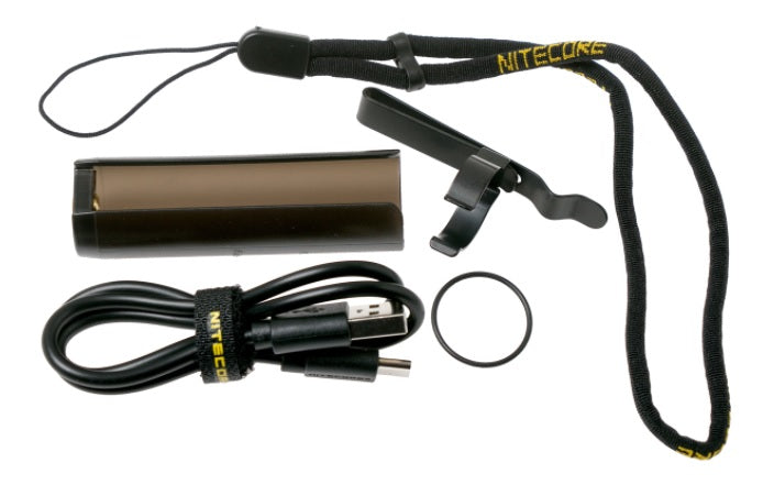 Included accessories for NITECORE E4K Next Generation 21700 Compact EDC Flashlight