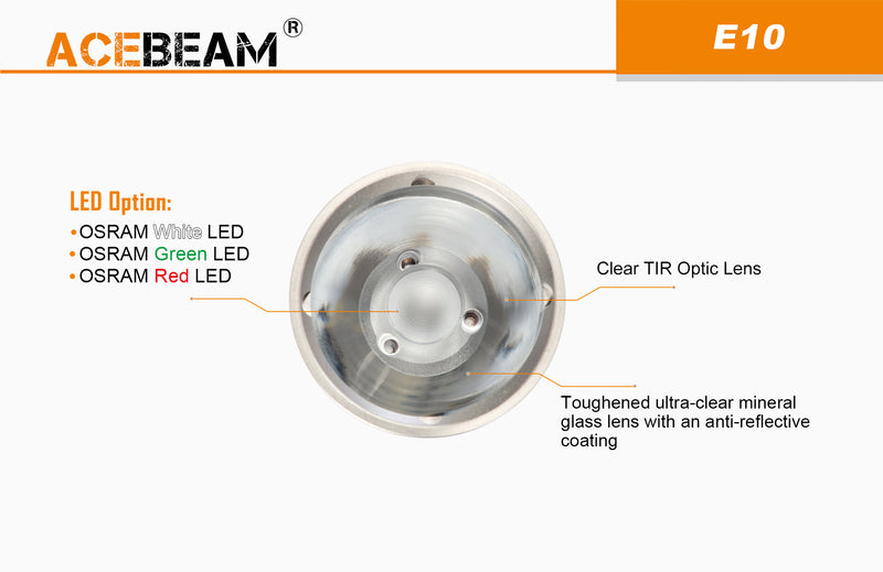 Acebeam E10 has clear TIR Optic Lens