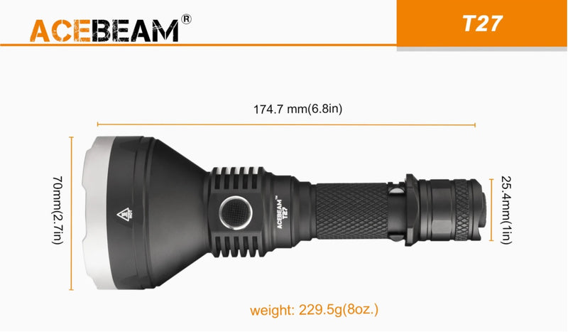 Acebeam T27 Tactical and Hunting Rechargable Trower Flashlight